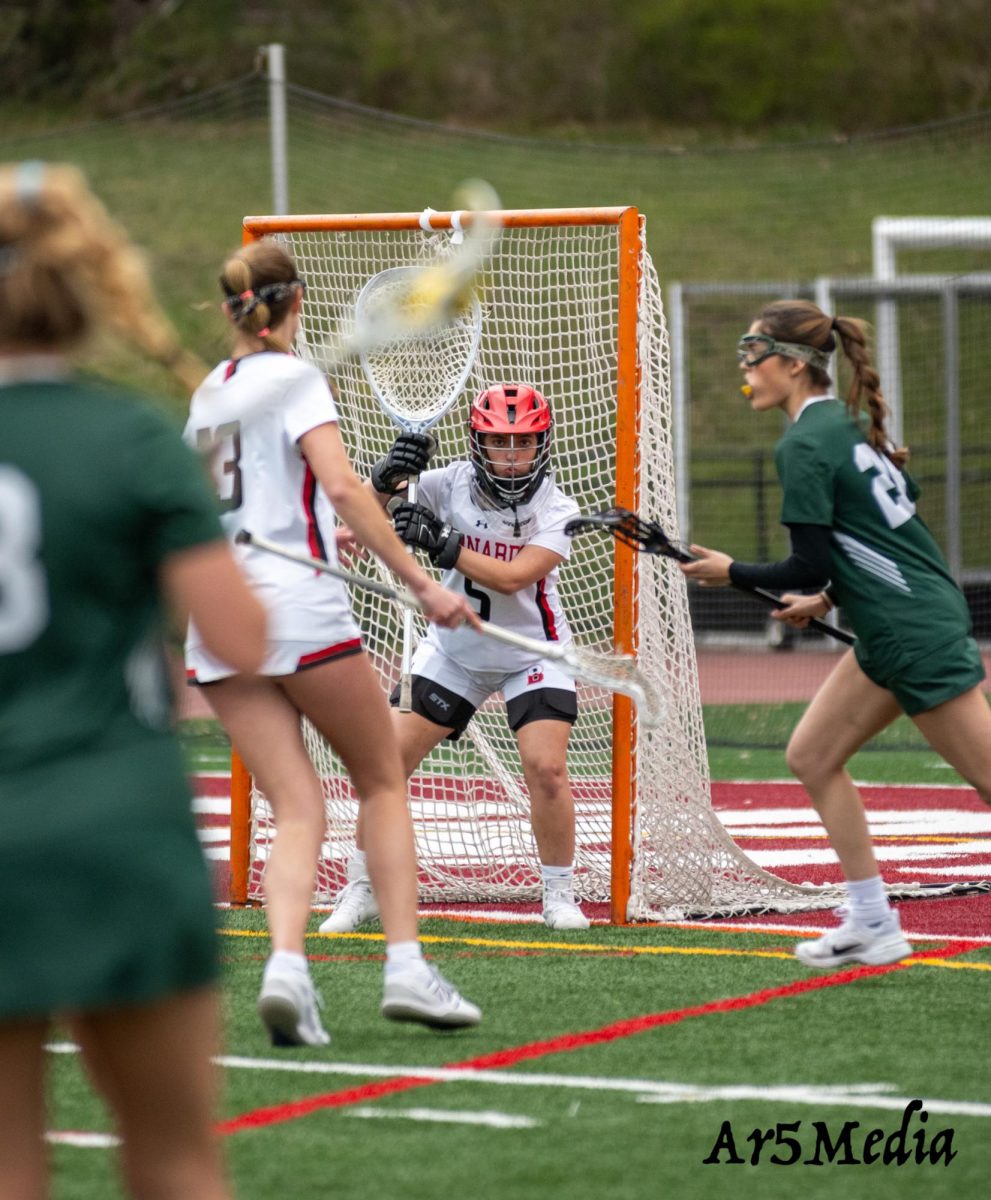 Senior Shelby Rosen getting ready to make a save during a game against New Prov