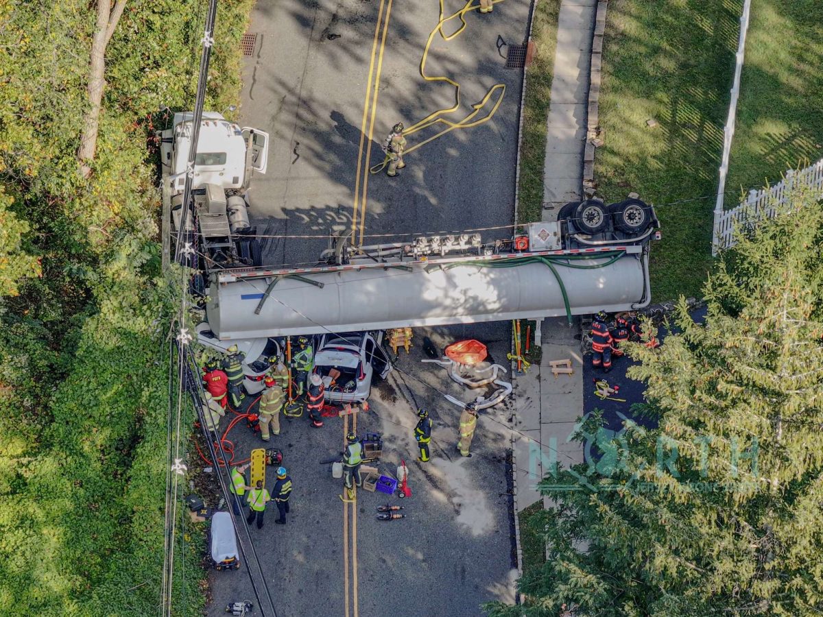 The crash of a tanker truck located on Anderson Hill Road 