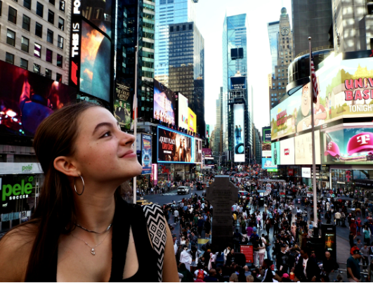 Gaia Albeniz enjoys her time in Times Square 