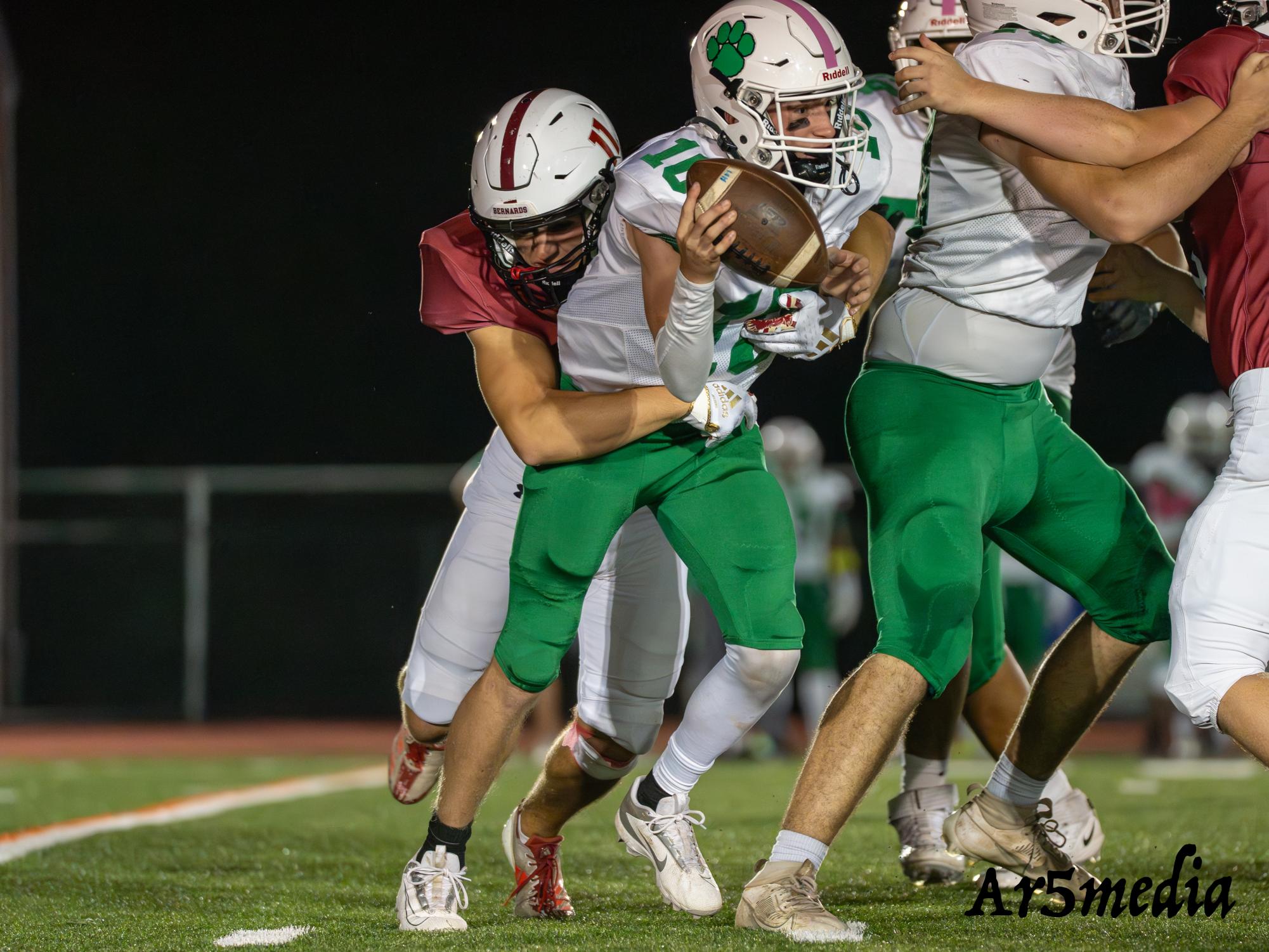 Junior Thomas Diemar recording a sack in a game against South Plainfield