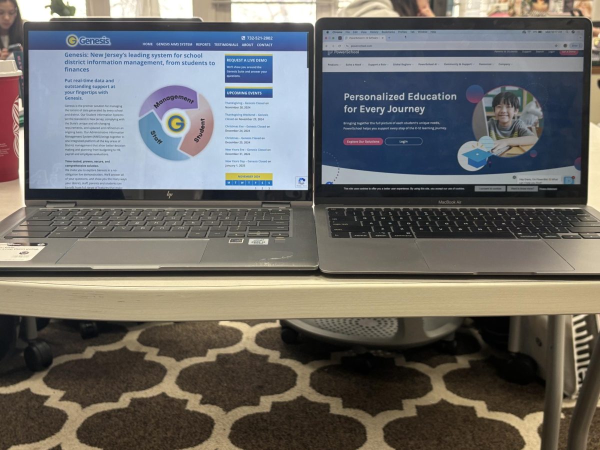 Side by side of the Genesis and PowerSchool website home screens