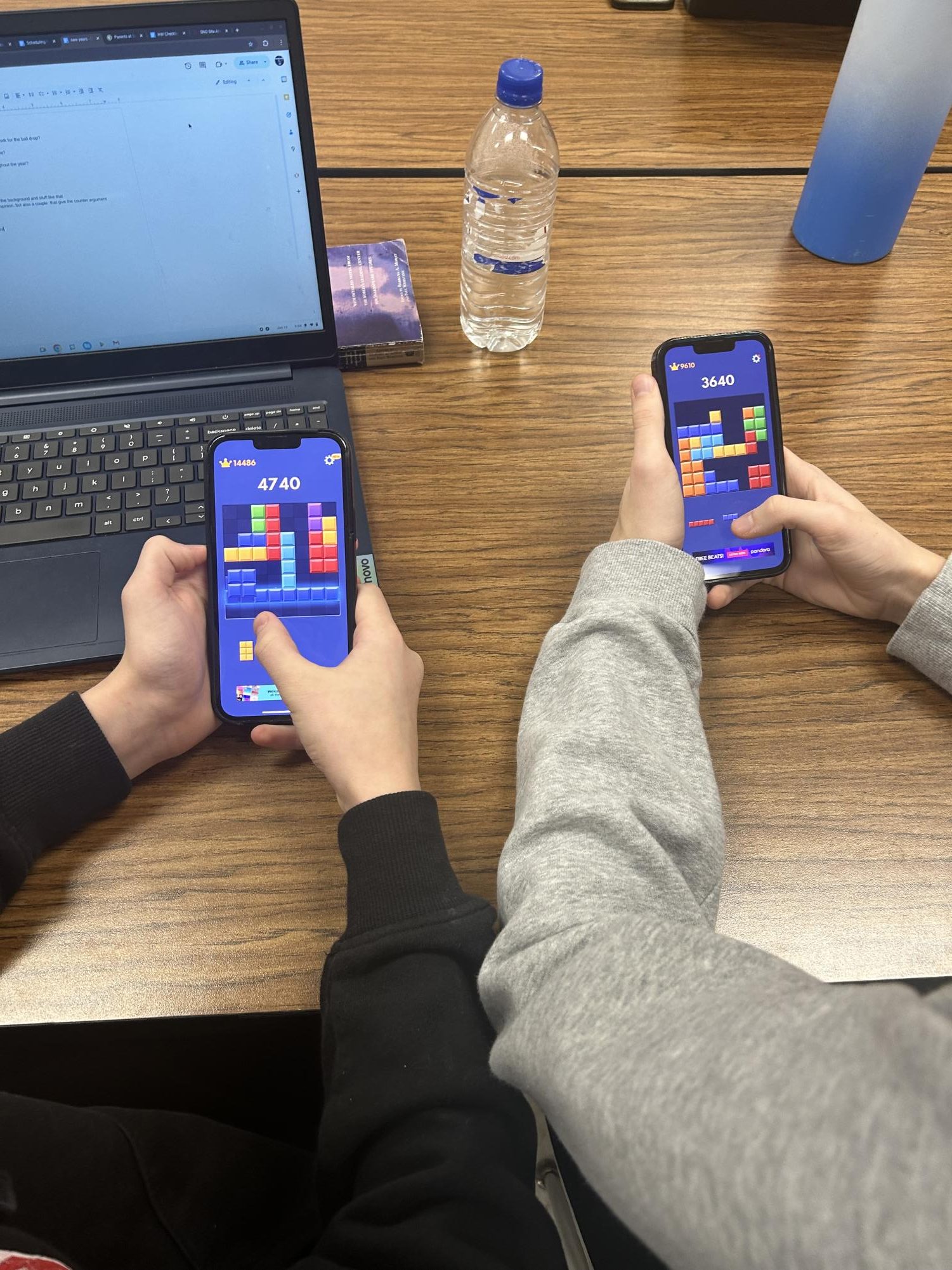 Staff writers, Jack Martin '27 and Andrew Tropp '26 enjoy playing Block Blast at any chance they can get. 